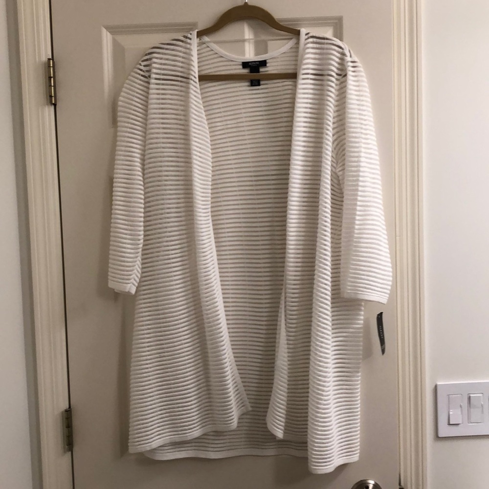 Alfani White Stripe Shear cardigan NWT 1X
